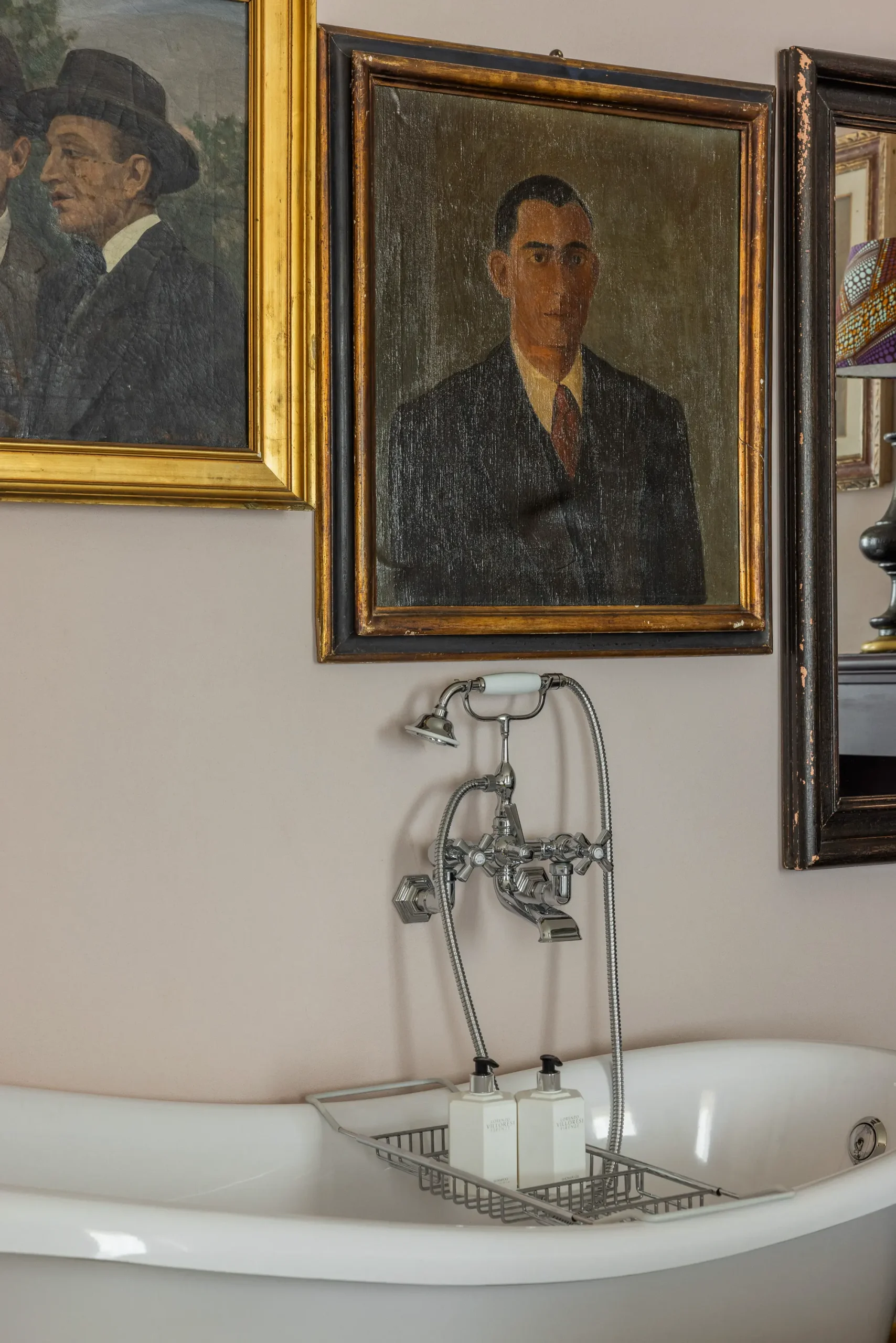 Historic boutique hotel interior at Stella d’Italia Florence with Renaissance architecture, elegant Italian design, warm textures, and atmospheric light.