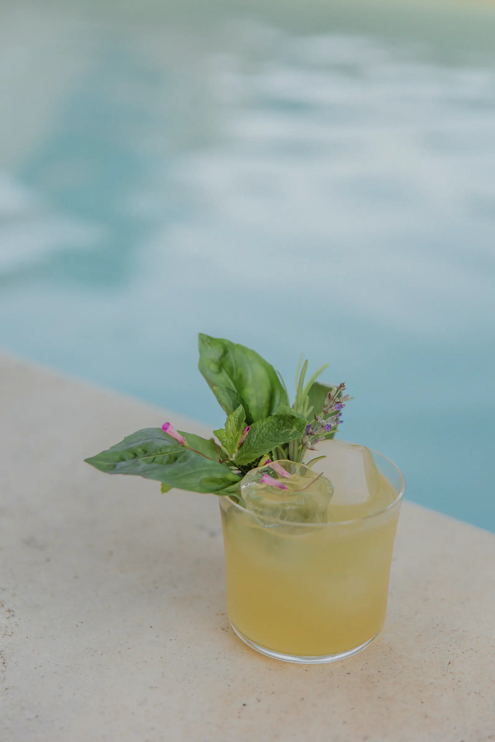 Outdoor hospitality photography at Riva Lofts Florence featuring a contemporary garden restaurant, pool reflections, cocktails, natural light, and relaxed boutique hotel atmosphere in Florence, Italy.